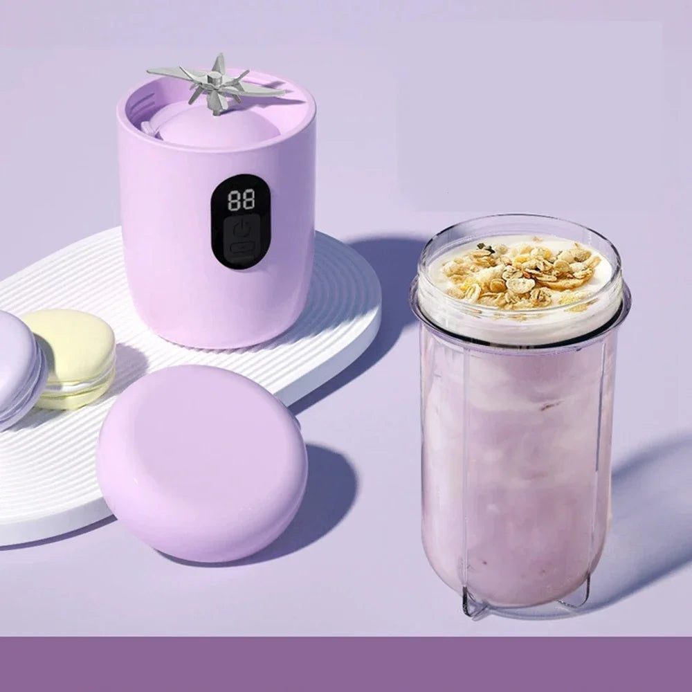 Portable Blender with Lid 500ML Rechargeable Wireless Orange Juicer 16 Stainless Blades USB Smoothie Vegetables Fruits Mixer