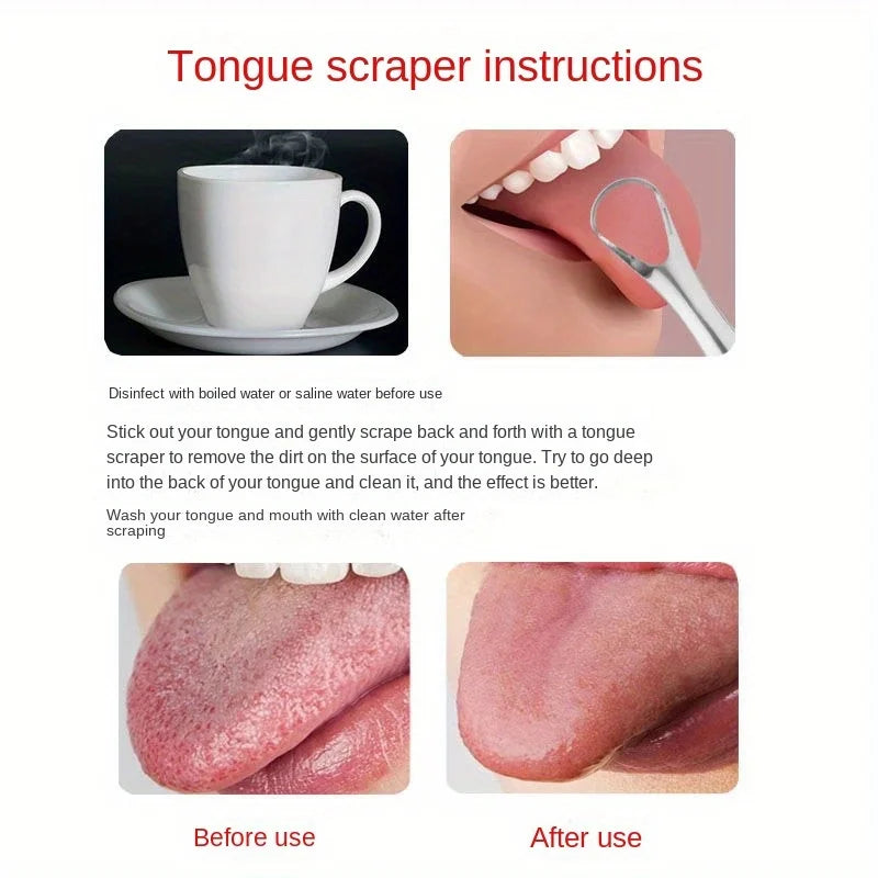 Fresh Breath For Oral Care, Stainless Steel Tongue Cleaners, Tongue Cleaning Tools For Adults, Tongue scraper gift box set